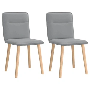 Трапезни столове, 2 бр, светлосиви, текстил, с метална рамка и каучукова дървесина