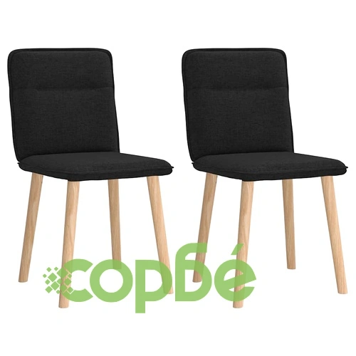 Трапезни столове, 2 бр, черни, текстил, метална рамка ➤ топ цена ➤ sorbe.bg