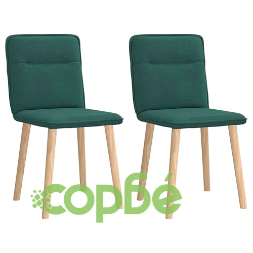 Трапезни столове от текстил, 2 броя, тъмнозелени, метална рамка ➤ топ цена ➤ sorbe.bg