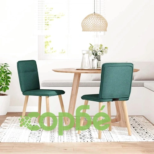 Трапезни столове от текстил, 2 броя, тъмнозелени, метална рамка ➤ топ цена ➤ sorbe.bg