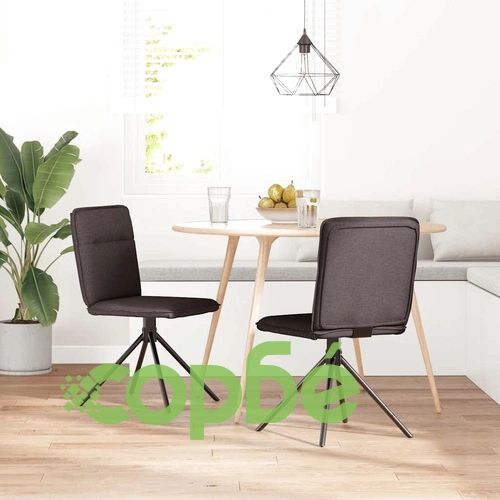 Комплект 2 трапезни стола, тъмнокафяви, текстил с въртяща функция ➤ топ цена ➤ sorbe.bg