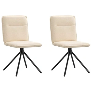 Трапезни столове 2 броя, кремави, текстил с въртяща функция
