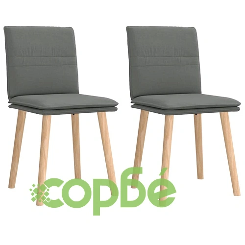Трапезни столове от каучуково дърво, 2 бр, тъмносиви, текстил полиестер ➤ топ цена ➤ sorbe.bg