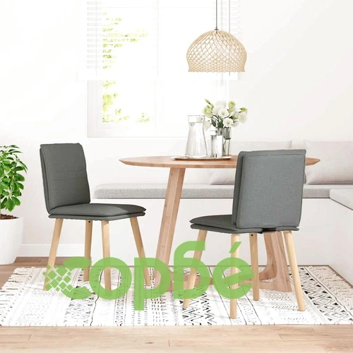 Трапезни столове от каучуково дърво, 2 бр, тъмносиви, текстил полиестер ➤ топ цена ➤ sorbe.bg