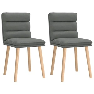 Трапезни столове от текстил, 2 броя, тъмносиви, с каучуково дърво