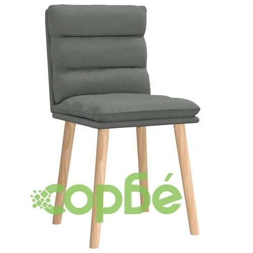 Трапезни столове от текстил, 2 броя, тъмносиви, с каучуково дърво ➤ топ цена ➤ sorbe.bg