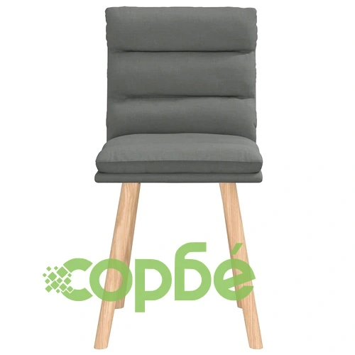 Трапезни столове от текстил, 2 броя, тъмносиви, с каучуково дърво ➤ топ цена ➤ sorbe.bg