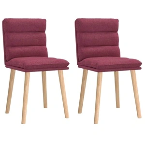 Трапезни столове от каучуково дърво, 2 бр, виненочервени, текстил
