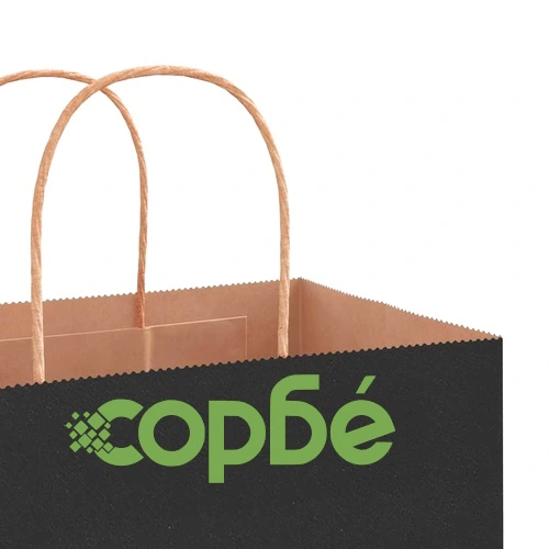 Хартиени торбички с дръжки - черни, 32x22x28 см, 250 бр., крафт хартия ➤ топ цена ➤ sorbe.bg