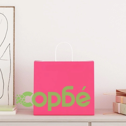 Хартиени торбички с дръжки - 250 бр., розови, 32x22x28 см, крафт хартия ➤ топ цена ➤ sorbe.bg