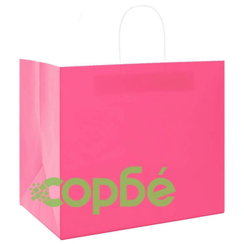 Хартиени торбички с дръжки - 250 бр., розови, 32x22x28 см, крафт хартия ➤ топ цена ➤ sorbe.bg
