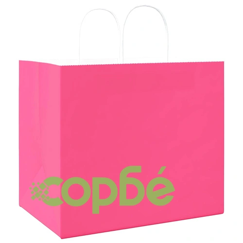 Хартиени торбички с дръжки - 250 бр., розови, 32x22x28 см, крафт хартия ➤ топ цена ➤ sorbe.bg