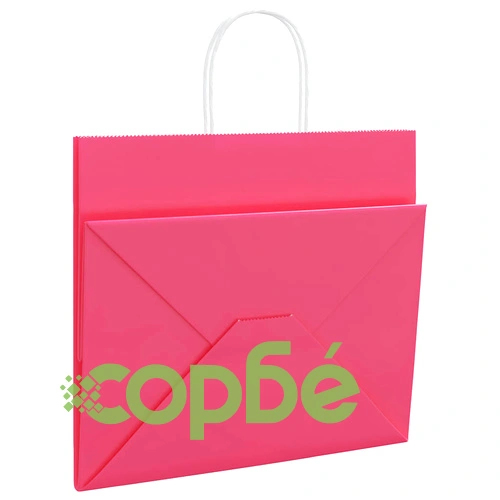 Хартиени торбички с дръжки - 250 бр., розови, 32x22x28 см, крафт хартия ➤ топ цена ➤ sorbe.bg