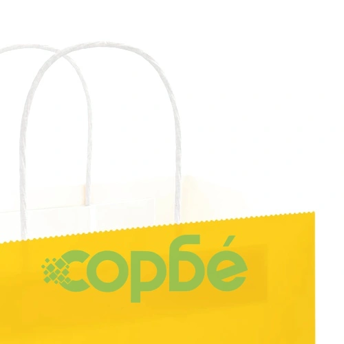 Хартиени торбички с дръжки - 250 бр., жълти, 32x22x24 см, крафт хартия ➤ топ цена ➤ sorbe.bg