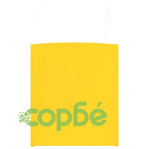 Хартиени торбички с дръжки - 250 бр., жълти, 32x22x24 см, крафт хартия ➤ топ цена ➤ sorbe.bg