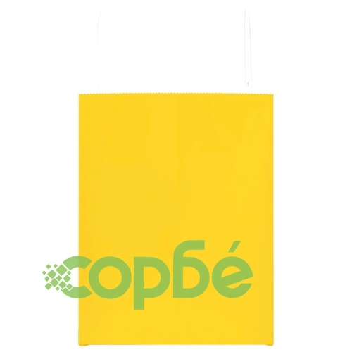 Хартиени торбички с дръжки - 250 бр., жълти, 32x22x28 см, крафт хартия ➤ топ цена ➤ sorbe.bg