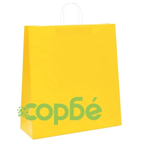 Хартиени торбички с дръжки, жълти, 250 бр., 45x17x48 см, крафт хартия ➤ топ цена ➤ sorbe.bg