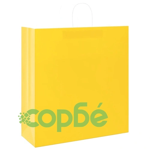 Хартиени торбички с дръжки, жълти, 250 бр., 45x17x48 см, крафт хартия ➤ топ цена ➤ sorbe.bg