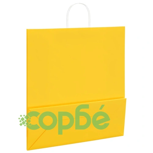 Хартиени торбички с дръжки, жълти, 250 бр., 45x17x48 см, крафт хартия ➤ топ цена ➤ sorbe.bg