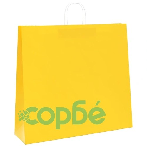 Хартиени торбички с дръжки - 250 бр., жълти, 54x15x49 см, крафт хартия 120 г/кв.м ➤ топ цена ➤ sorbe.bg