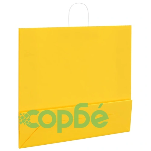 Хартиени торбички с дръжки - 250 бр., жълти, 54x15x49 см, крафт хартия 120 г/кв.м ➤ топ цена ➤ sorbe.bg