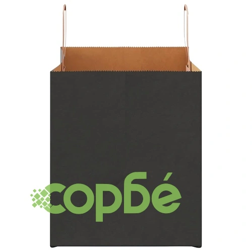 Черни хартиени торбички с дръжки - 250 бр., размер 32x22x24 см, крафт хартия ➤ топ цена ➤ sorbe.bg