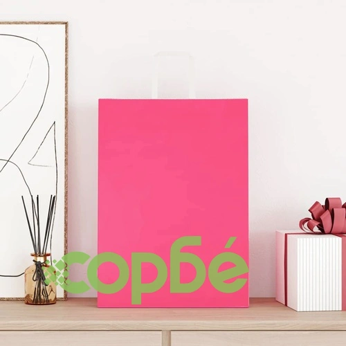 Хартиени торбички с дръжки - 250 бр., розови, 32x17x44 см, крафт хартия ➤ топ цена ➤ sorbe.bg