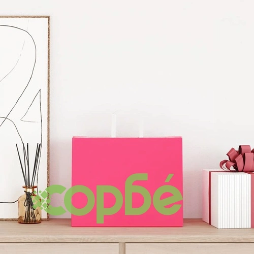 Хартиени торбички от крафт хартия с дръжки - 250 бр., розови, 32x22x24 см ➤ топ цена ➤ sorbe.bg