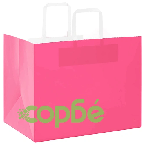 Хартиени торбички от крафт хартия с дръжки - 250 бр., розови, 32x22x24 см ➤ топ цена ➤ sorbe.bg