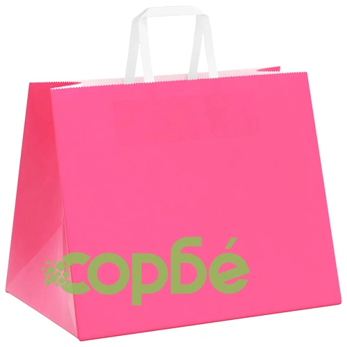 Хартиени торбички от крафт хартия с дръжки - 250 бр., розови, 32x22x24 см ➤ топ цена ➤ sorbe.bg