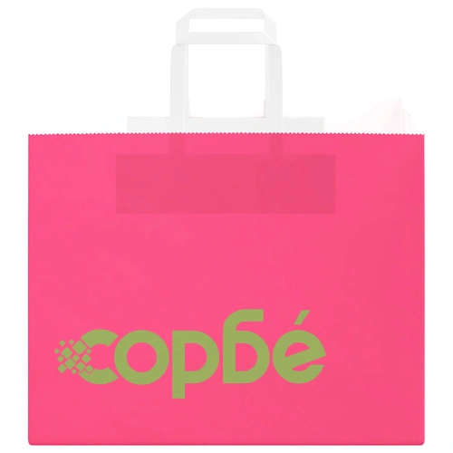 Хартиени торбички от крафт хартия с дръжки - 250 бр., розови, 32x22x24 см ➤ топ цена ➤ sorbe.bg