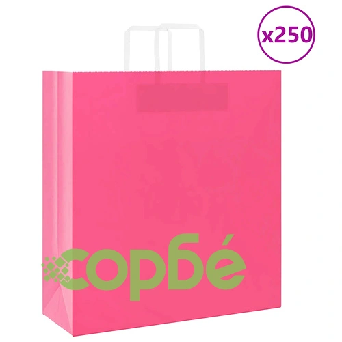 Хартиени торбички 250 бр с дръжки розови 45x17x48 см, крафт хартия 120 г/м² ➤ топ цена ➤ sorbe.bg