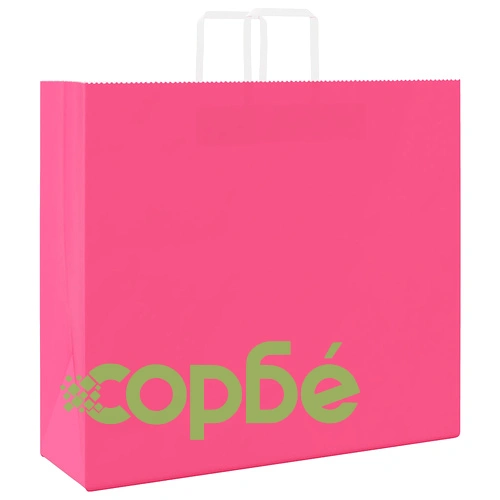Хартиени торбички с дръжки - 250 бр., розови, 54x15x49 см, крафт хартия ➤ топ цена ➤ sorbe.bg