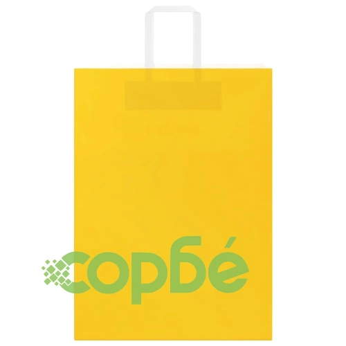 Хартиени торбички с дръжки - 250 бр., жълти, 32x17x44 см, крафт хартия ➤ топ цена ➤ sorbe.bg