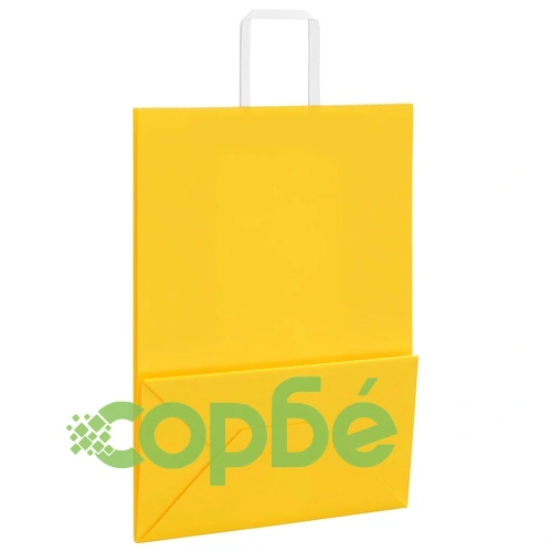 Хартиени торбички с дръжки - 250 бр., жълти, 32x17x44 см, крафт хартия ➤ топ цена ➤ sorbe.bg