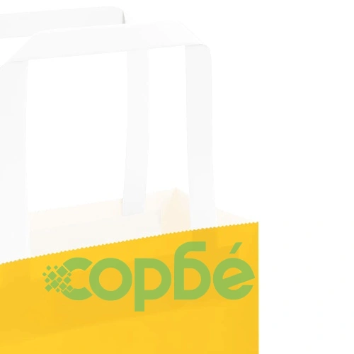 Хартиени торбички с дръжки - 250 бр., жълти, 32x22x24 см, крафт хартия ➤ топ цена ➤ sorbe.bg