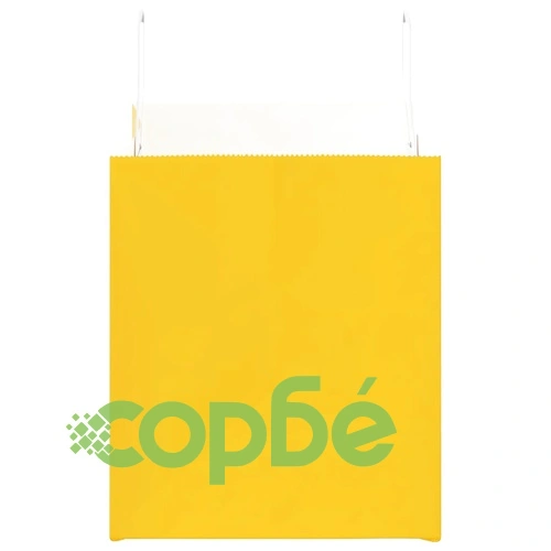 Хартиени торбички с дръжки - 250 бр., жълти, 32x22x24 см, крафт хартия ➤ топ цена ➤ sorbe.bg