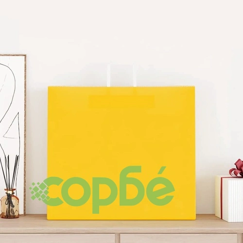 Хартиени торбички с дръжки, жълти, 250 бр., размер 54x15x49 см, крафт хартия ➤ топ цена ➤ sorbe.bg