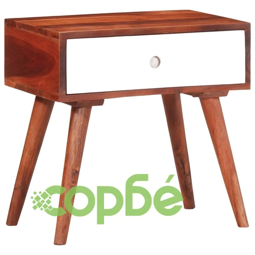 Странична маса от масивна акация 45x30x45 cm с чекмедже ➤ топ цена ➤ sorbe.bg