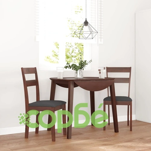 Трапезни столове от масивно каучуково дърво с възглавници, 2 бр., кафяви ➤ топ цена ➤ sorbe.bg