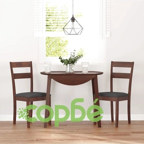 Трапезни столове от масивно каучуково дърво с възглавници, 2 бр., кафяви ➤ топ цена ➤ sorbe.bg