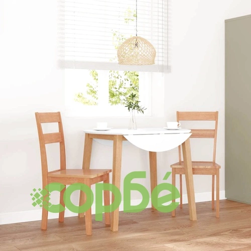 Трапезни столове 2 бр. от масивно каучуково дърво в естествен цвят ➤ топ цена ➤ sorbe.bg