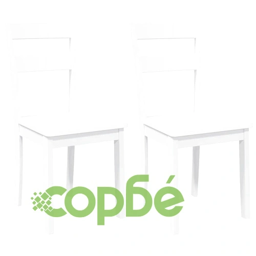 Трапезни столове от масивно каучуково дърво - 2 бр. бели ➤ топ цена ➤ sorbe.bg