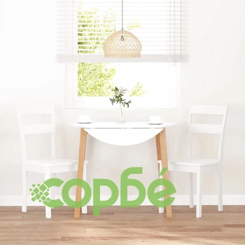 Трапезни столове от масивно каучуково дърво - 2 бр. бели ➤ топ цена ➤ sorbe.bg