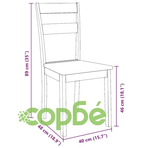 Трапезни столове от масивно каучуково дърво - 2 бр. бели ➤ топ цена ➤ sorbe.bg