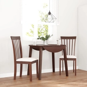 Трапезни столове от масивно каучуково дърво с възглавници, 2 броя, кафяви