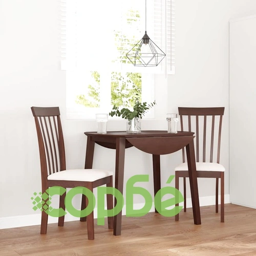 Трапезни столове от масивно каучуково дърво с възглавници, 2 броя, кафяви ➤ топ цена ➤ sorbe.bg