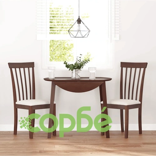 Трапезни столове от масивно каучуково дърво с възглавници, 2 броя, кафяви ➤ топ цена ➤ sorbe.bg