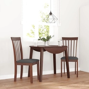 Трапезни столове от масивно каучуково дърво с възглавници, комплект 2 бр., кафяви