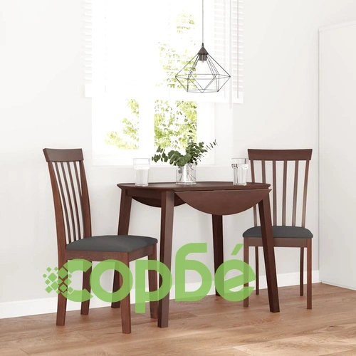 Трапезни столове от масивно каучуково дърво с възглавници, комплект 2 бр., кафяви ➤ топ цена ➤ sorbe.bg